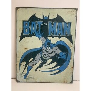 Vintage Bat-man Tin Metal Wall Art Decor Retro  TM & DC Comics Made In USA